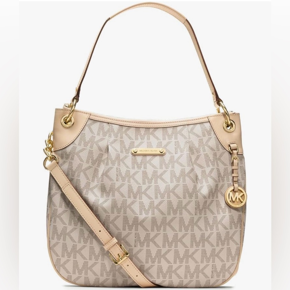 Michael Kors Jet Set Large Signature Convertible Shoulder bag Vanilla